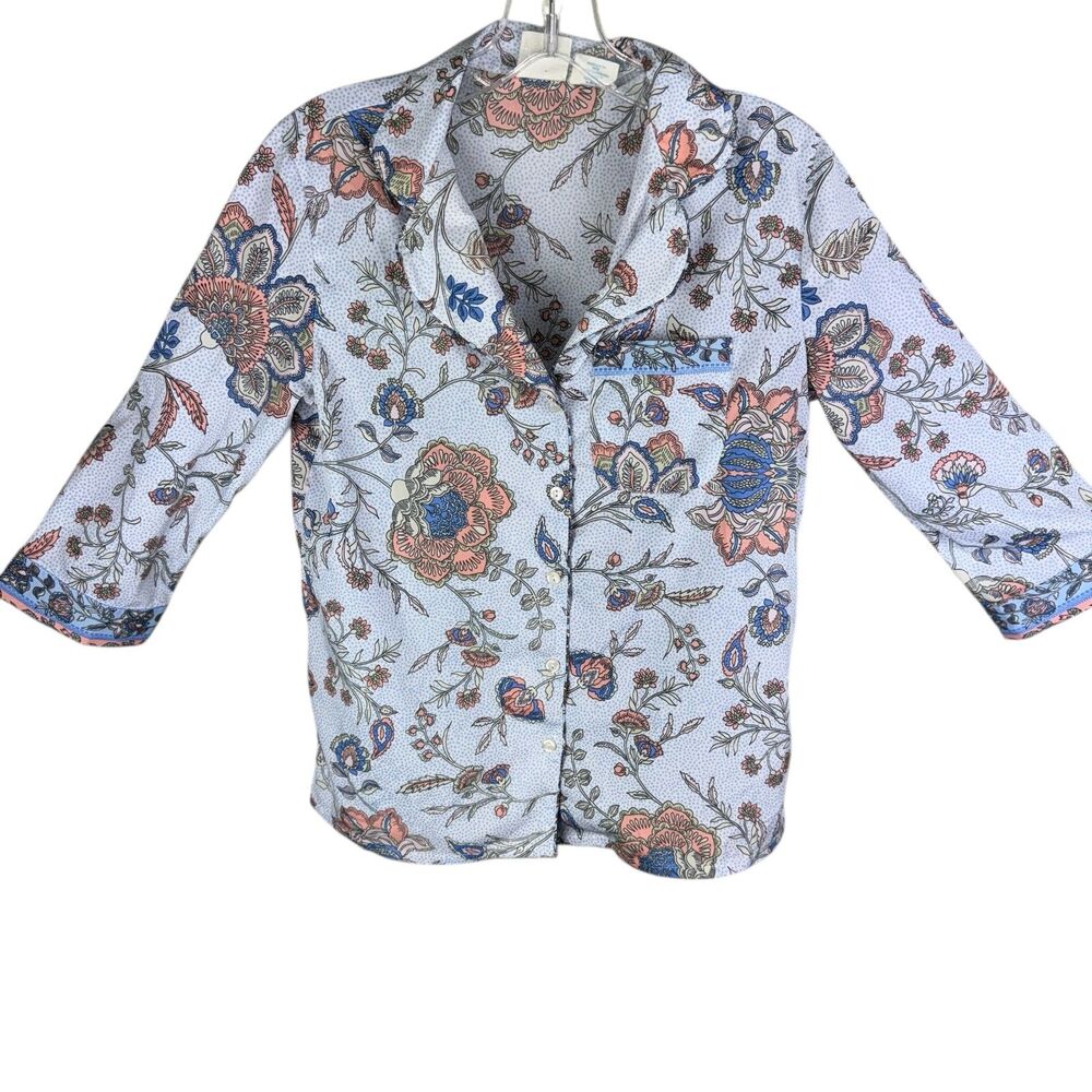 Rachel Ashwell The Prairie Pajamas Set Floral Cottage Chic Women's XS Blue